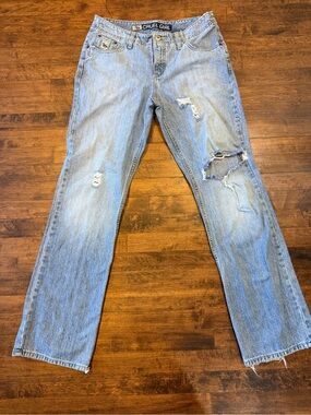 Cruel Girl Distressed Wide Leg Denim Jean 13 Long Y2K Western Denim Light Wash